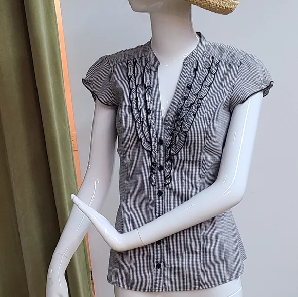 Dynamite Gingham Ruffle Front Top - Picture 8 of 8